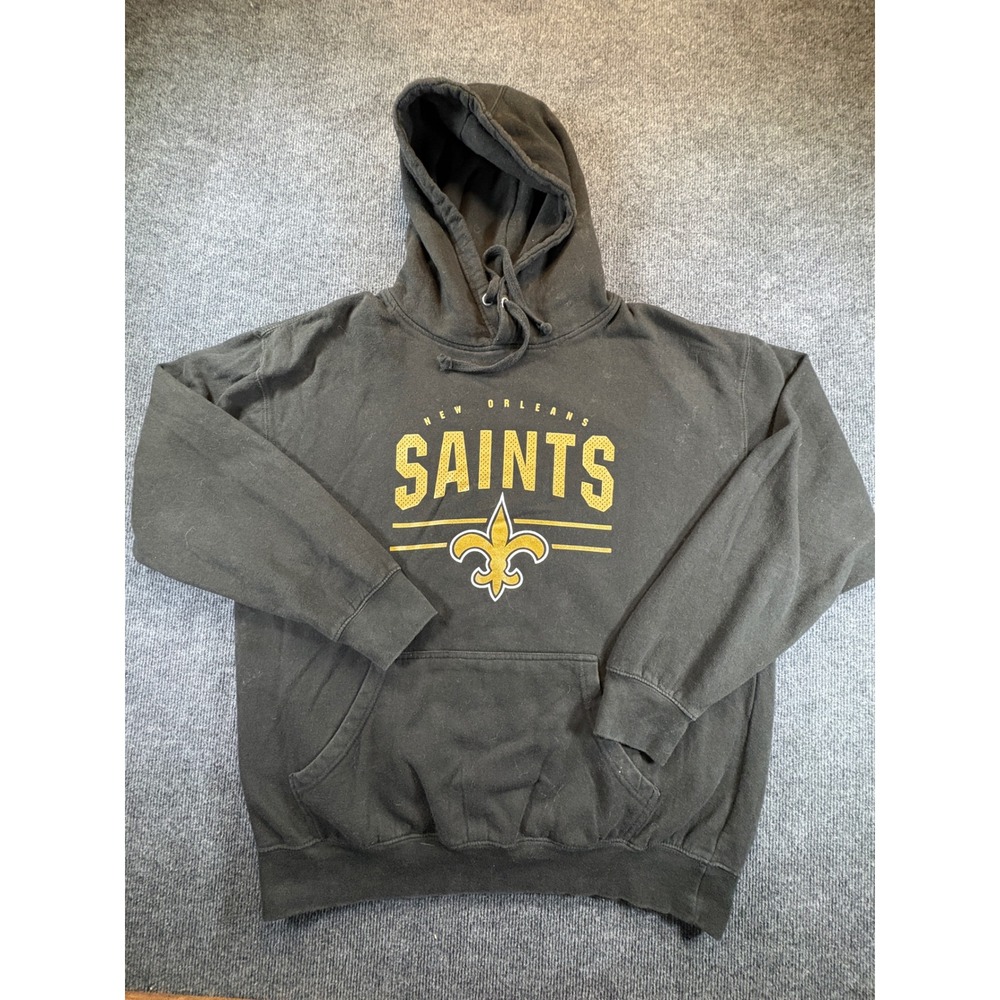 New Orleans Saints Hoodie Mens XL Black Gold NFL Pullover Smart Blank Graphic